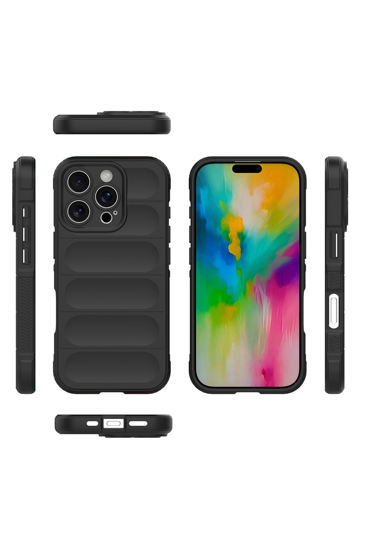Strap U Apple iPhone 16 Pro Max Kılıf Esnek TPU Oyuklu Arka Yüzey Tasarımlı Etnik Silikon Kapak