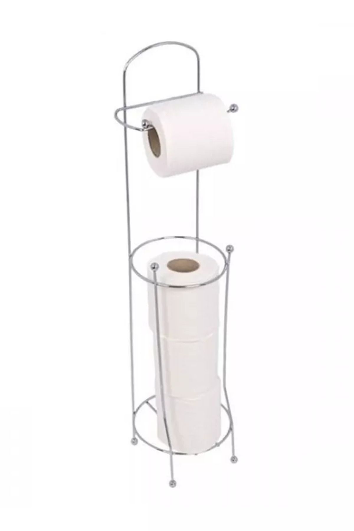 Shop58 Ayaklı Krom Kaplama Metal Yedek Hazneli Tuvalet Kağıdı Tutucu Hediye Çantam-69100