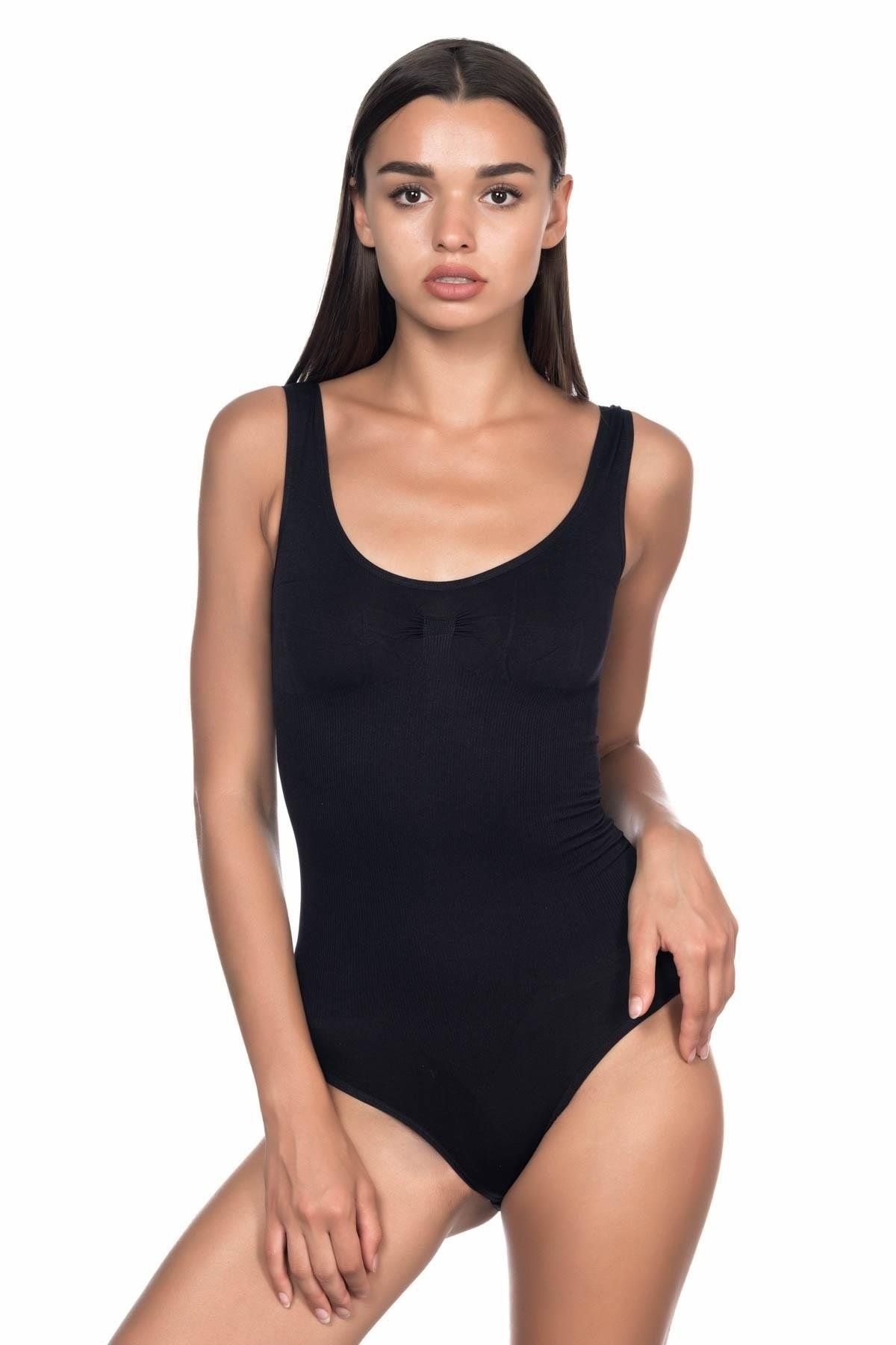 Beruflic SİYAH MI Angel 1924 Soft Kalın Askıllı Çıtçıtlı Body