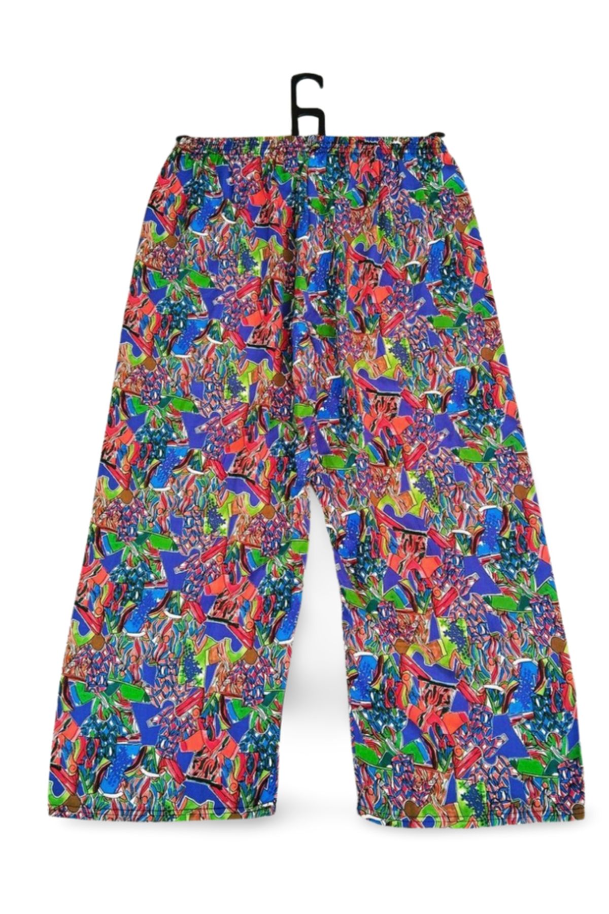 Shop58 İthal Viskon Geniş Paça Şık Etnik Otantik Desenli Pantolon - Hediye Çantam - Desen3