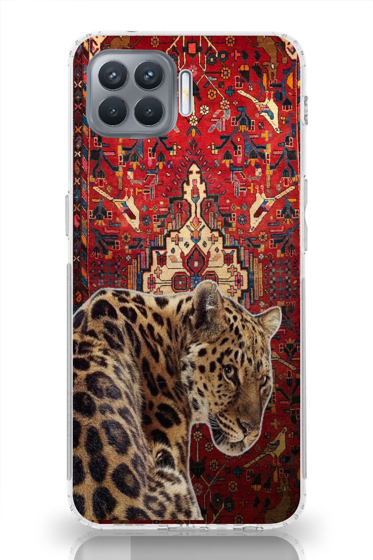 moonset Oppo Reno 4 Lite Uyumlu Leopar Tasarımlı Baskılı Şeffaf Telefon Kılıfı