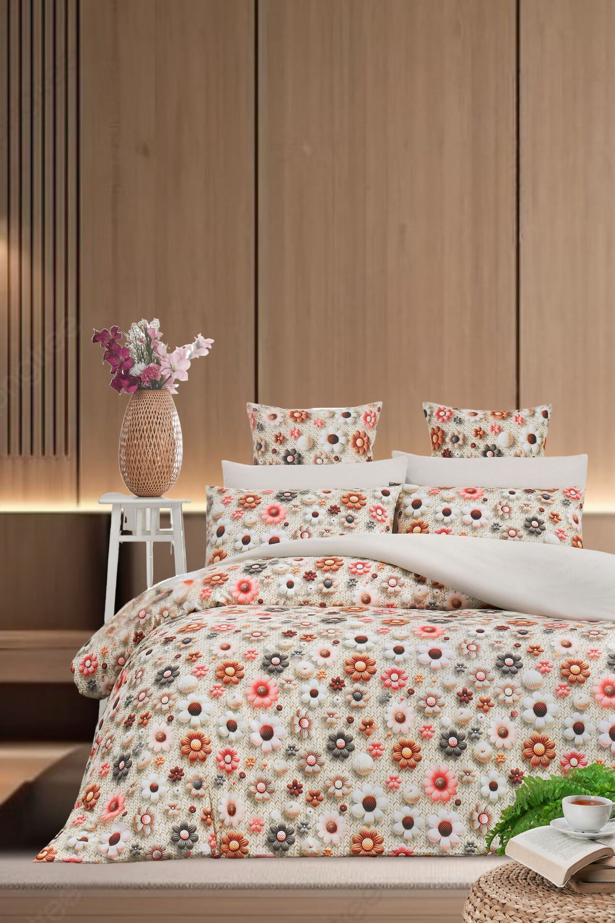 Sheri Home 3D Bahar Çift Kişilik 1 Adet Nevresim (YORGAN KILIFI)200 Cm X 220 CmFlowersbejmalzeme: %100 Pamuk.