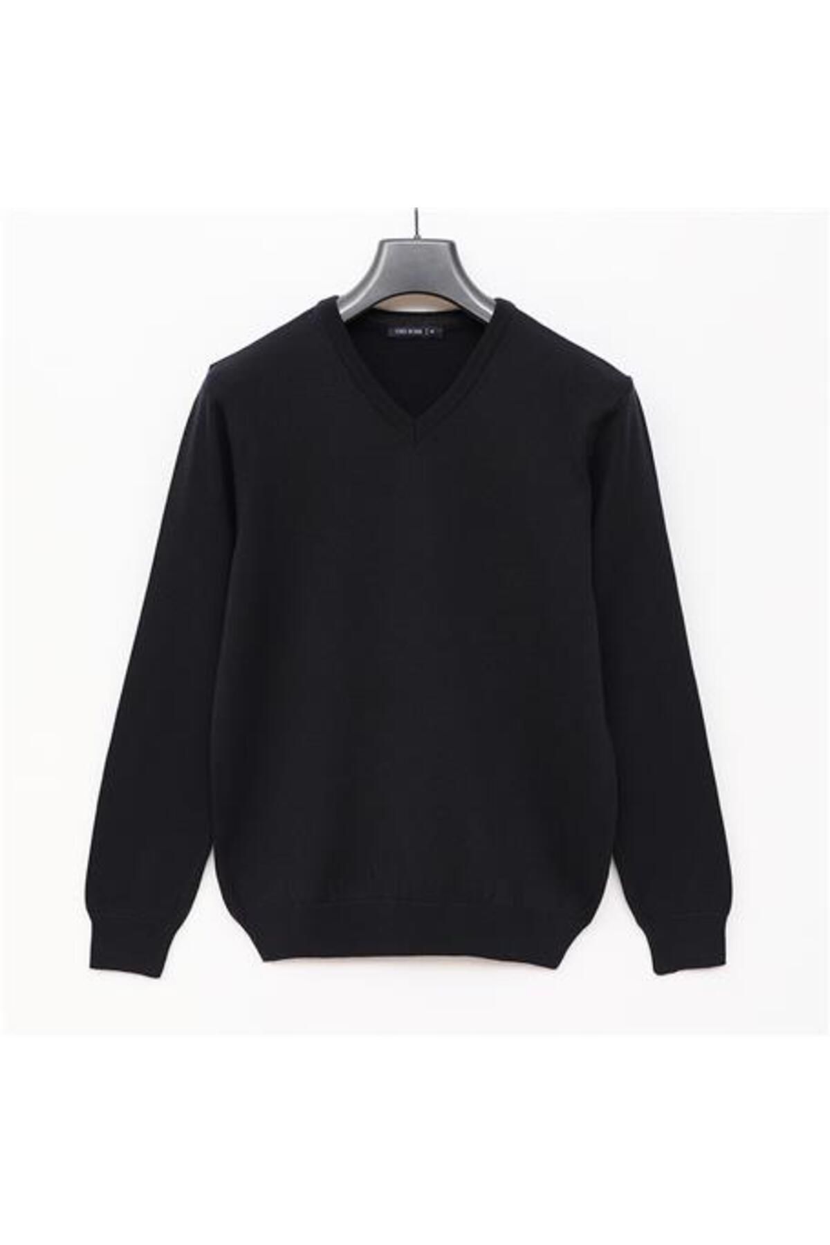 Shop58 Erkek Uzun Kol V Yaka Triko Kazak - 180537 - Lacivert