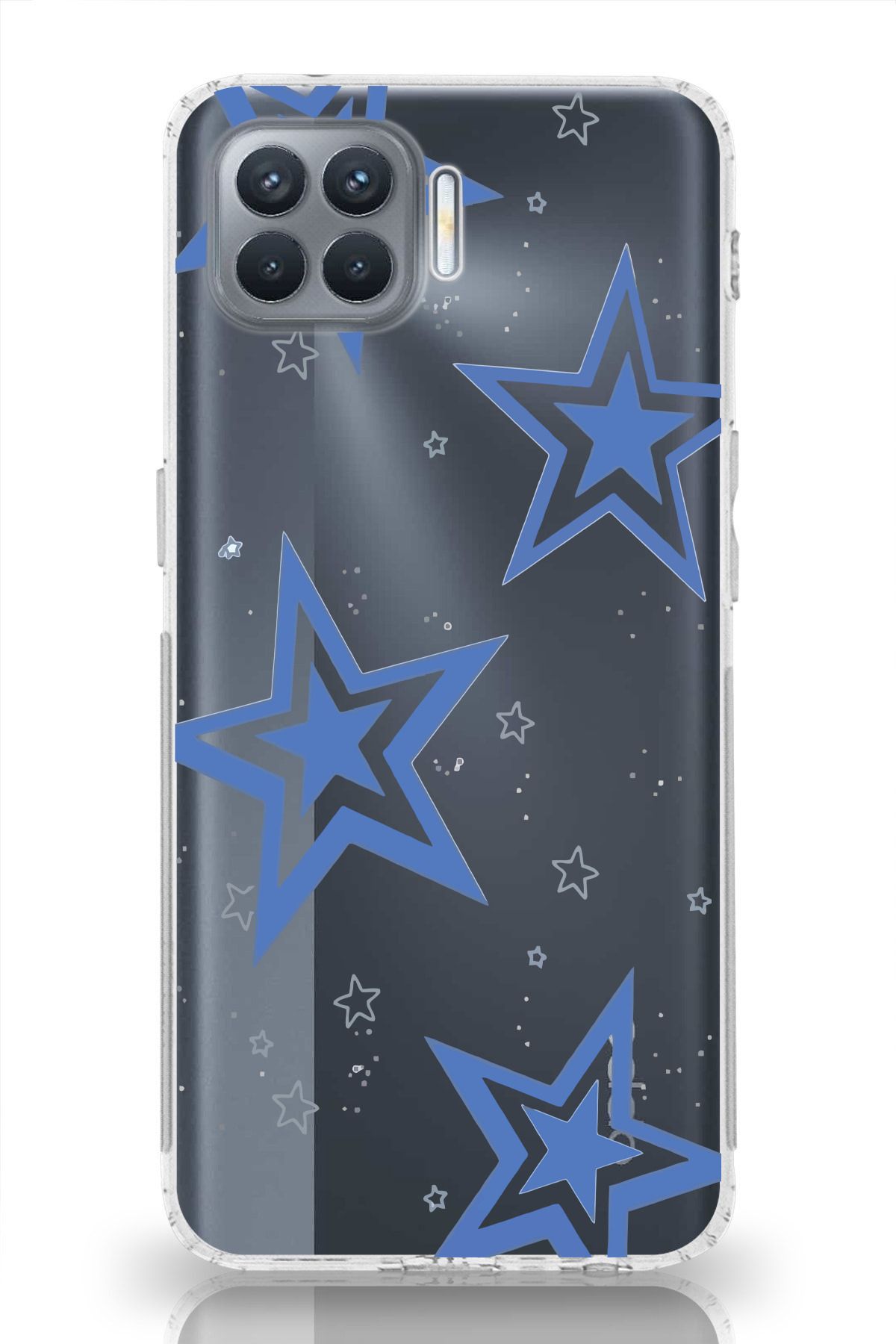 moonset Oppo Reno 4 Lite Uyumlu Yıldız Tasarımlı Baskılı Şeffaf Telefon Kılıfı