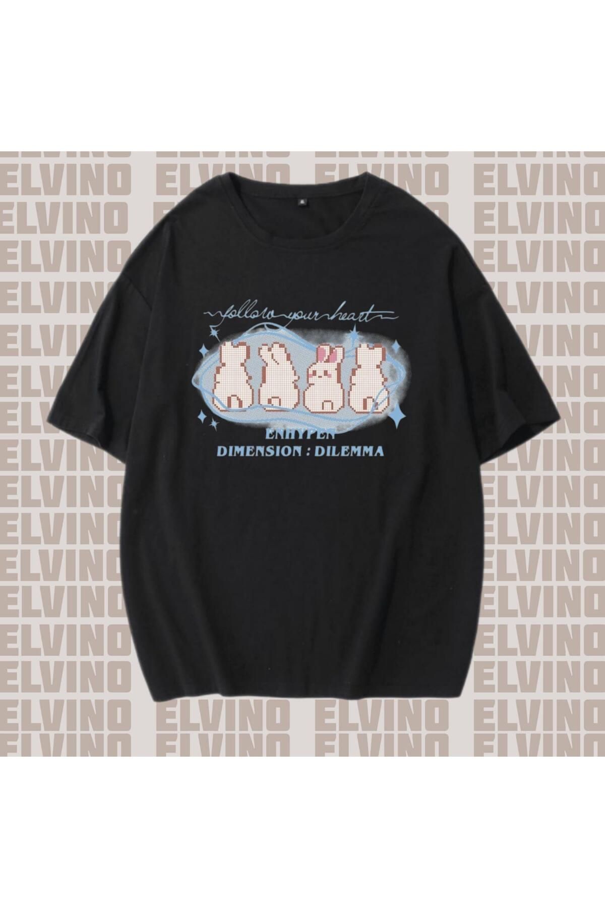 Elvino Tavşan Temalı Oversize Kadın Tshirt