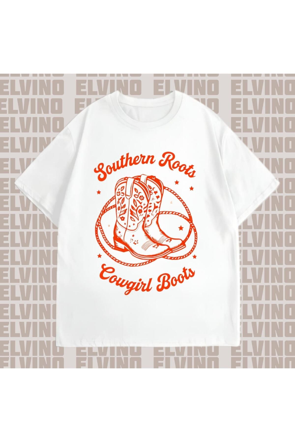 Elvino "Cowboy Like Me" Basklı Oversize Unisex Tshirt