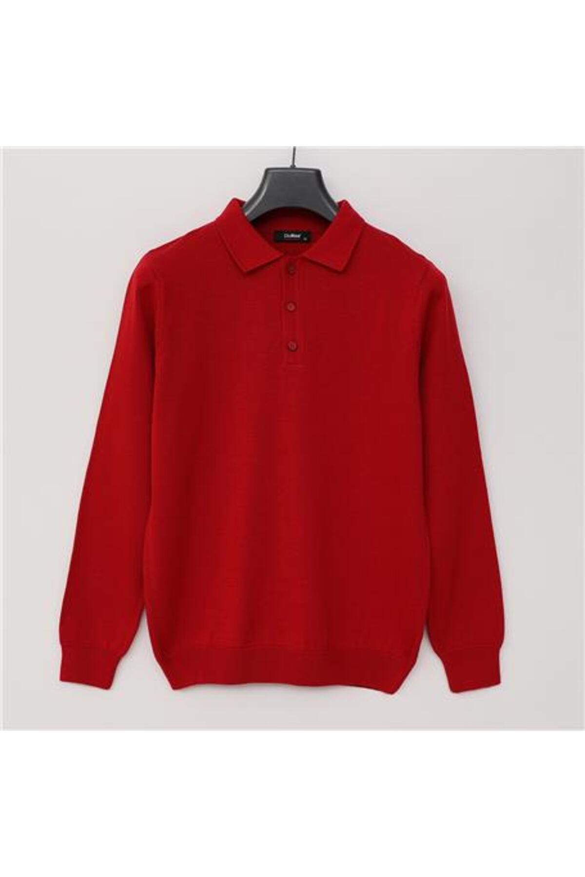 Shop58 Erkek Polo Yaka Uzun Kol Triko - 180540-1 - Kırmızı