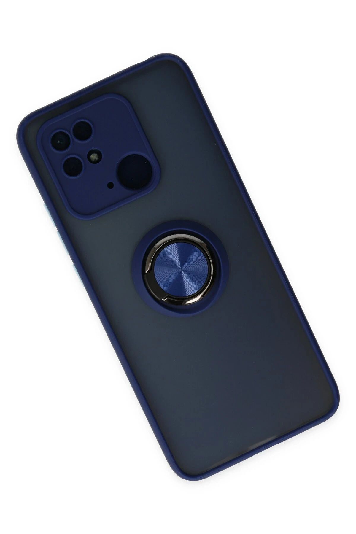 NewFace Xiaomi Poco C40 Kılıf Montreal Yüzüklü Silikon Kapak - Lacivert SVLRS