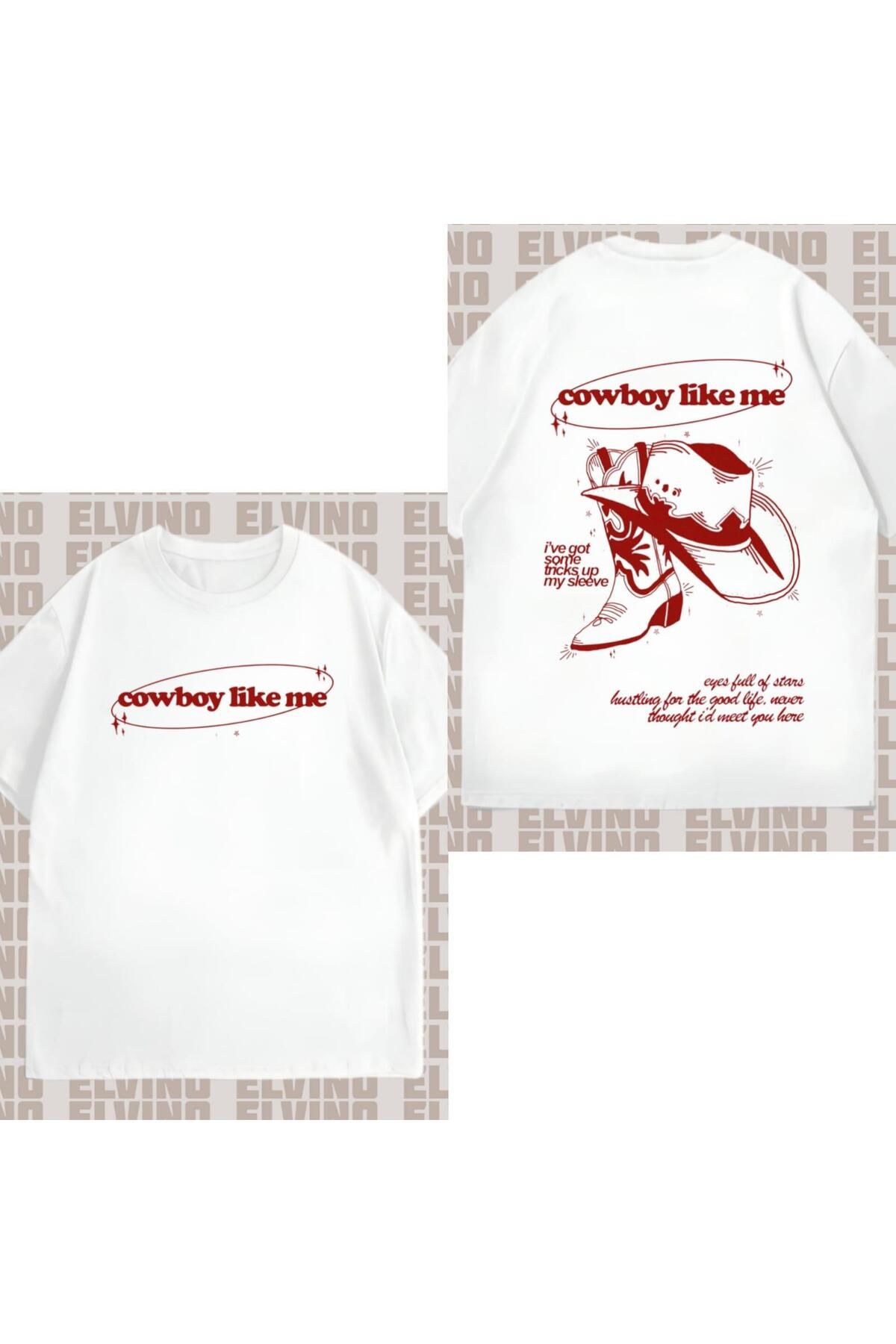 Elvino "Cowboy Like Me" Basklı Oversize Unisex Tshirt