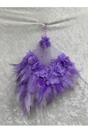 Leyli Kına Kına Geceleri İçin Özel LİLA Tüylü Arnavut Gelin Halay Mendili