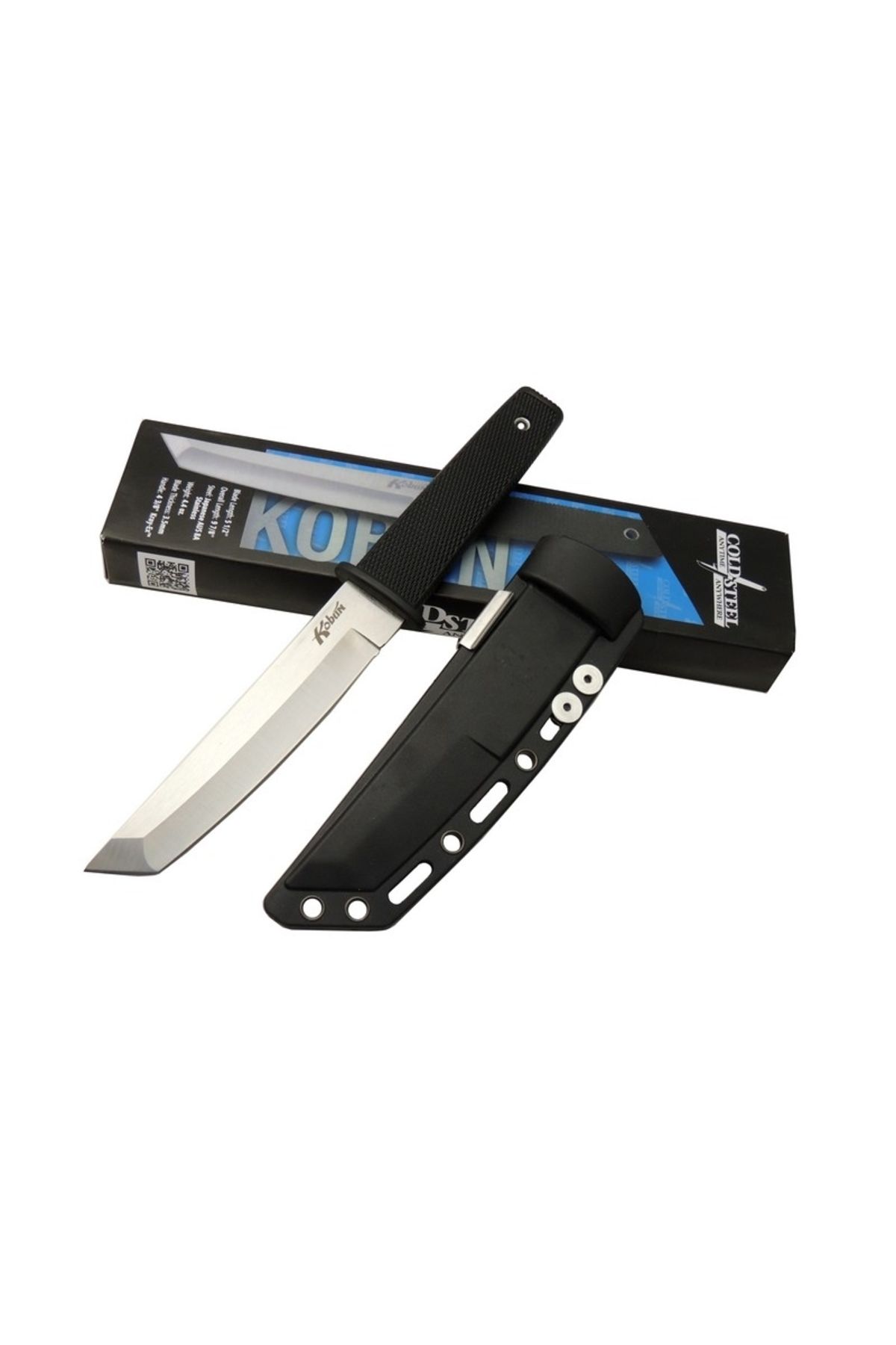 Easy Tedarik Cold Steel AUS 8A Kobun Tanto Outdoor / Av Bıçağı 25cm - Kılıflı, Kutulu, Siyah Plastik Sap