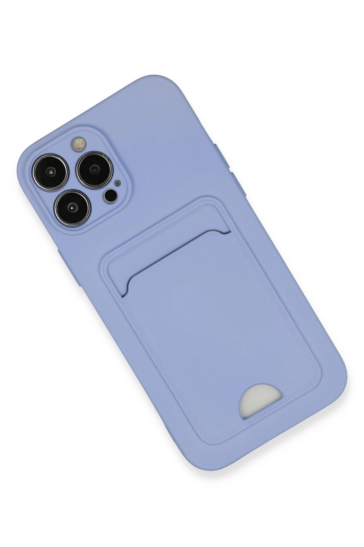 NewFace iPhone 13 Pro Max Kılıf Kelvin Kartvizitli Silikon - Lila SVLRS
