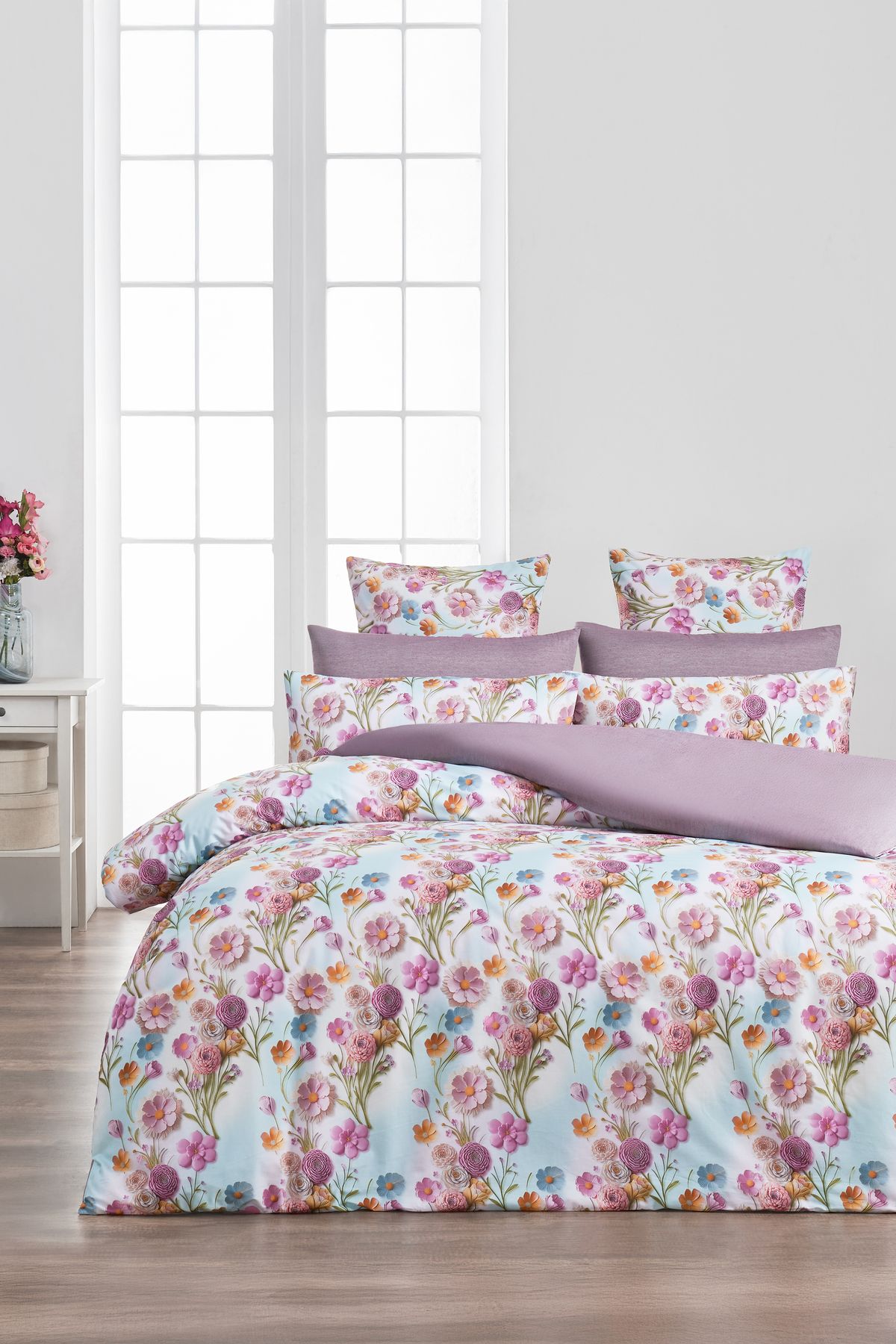 Sheri Home 3D Bahar Çift Kişilik 1 Adet Nevresim (YORGAN KILIFI)200 Cm X 220 CmFlowersbejmalzeme: %100 Pamuk.