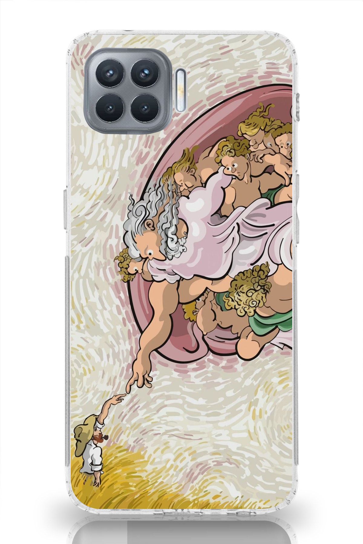 moonset Oppo Reno 4 Lite Uyumlu Van Gogh Tasarımlı Baskılı Şeffaf Telefon Kılıfı