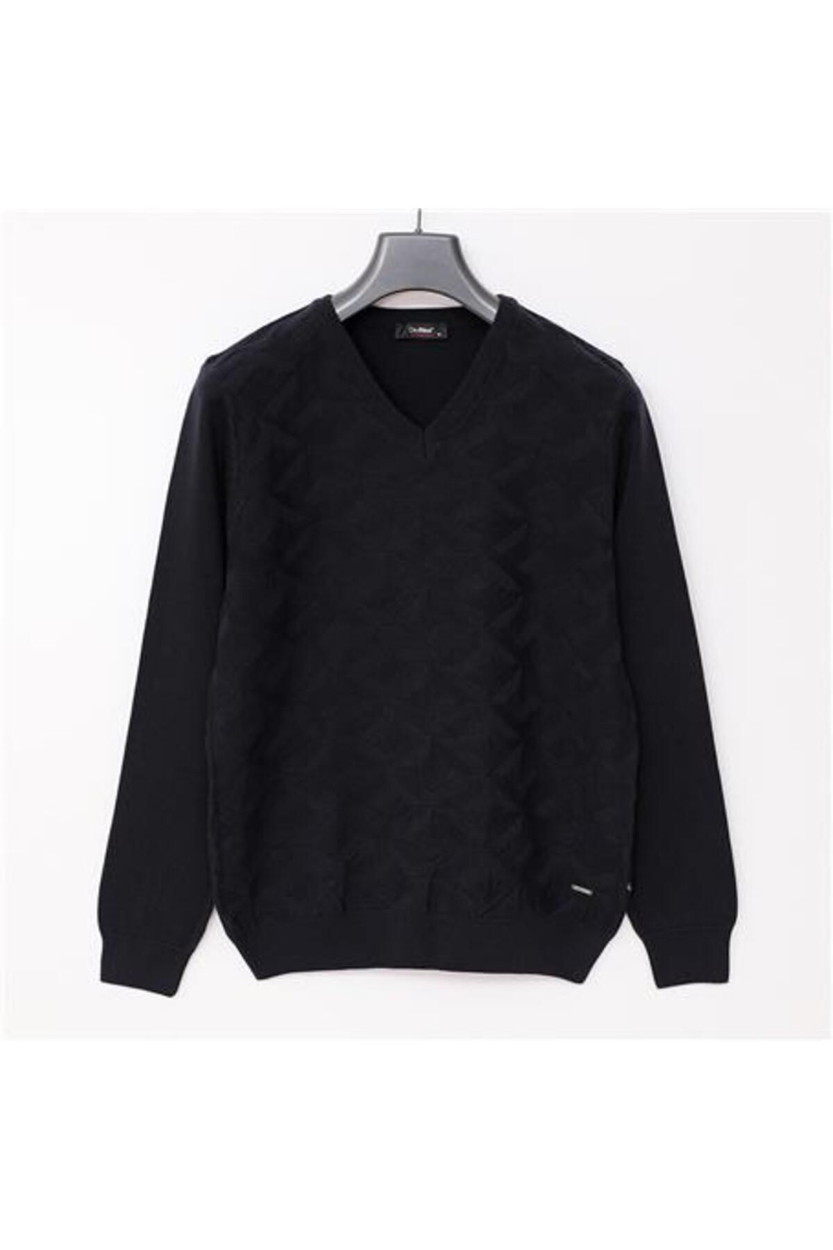 Shop58 Erkek Uzun Kol V Yaka Triko Kazak - 189055 - Lacivert