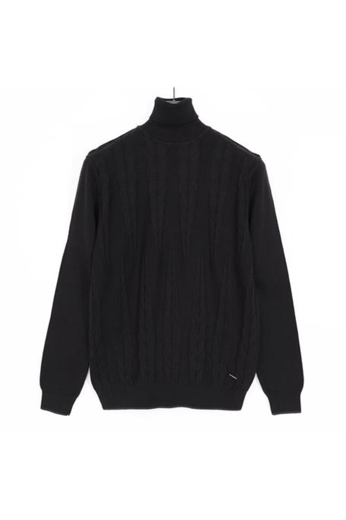 Shop58 Erkek Uzun Kol Balıkçı Yaka Triko Kazak - 189231 - Siyah