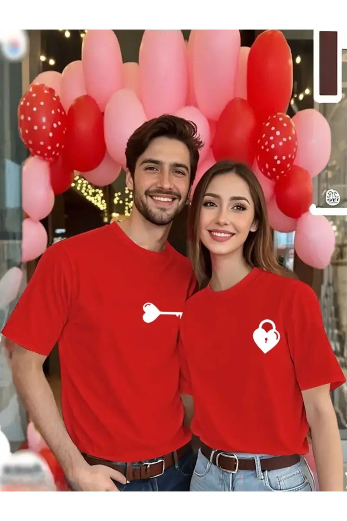 TekTarzz Unisex Kalp Anahtarlı Baskı Tasarımı Tshirt