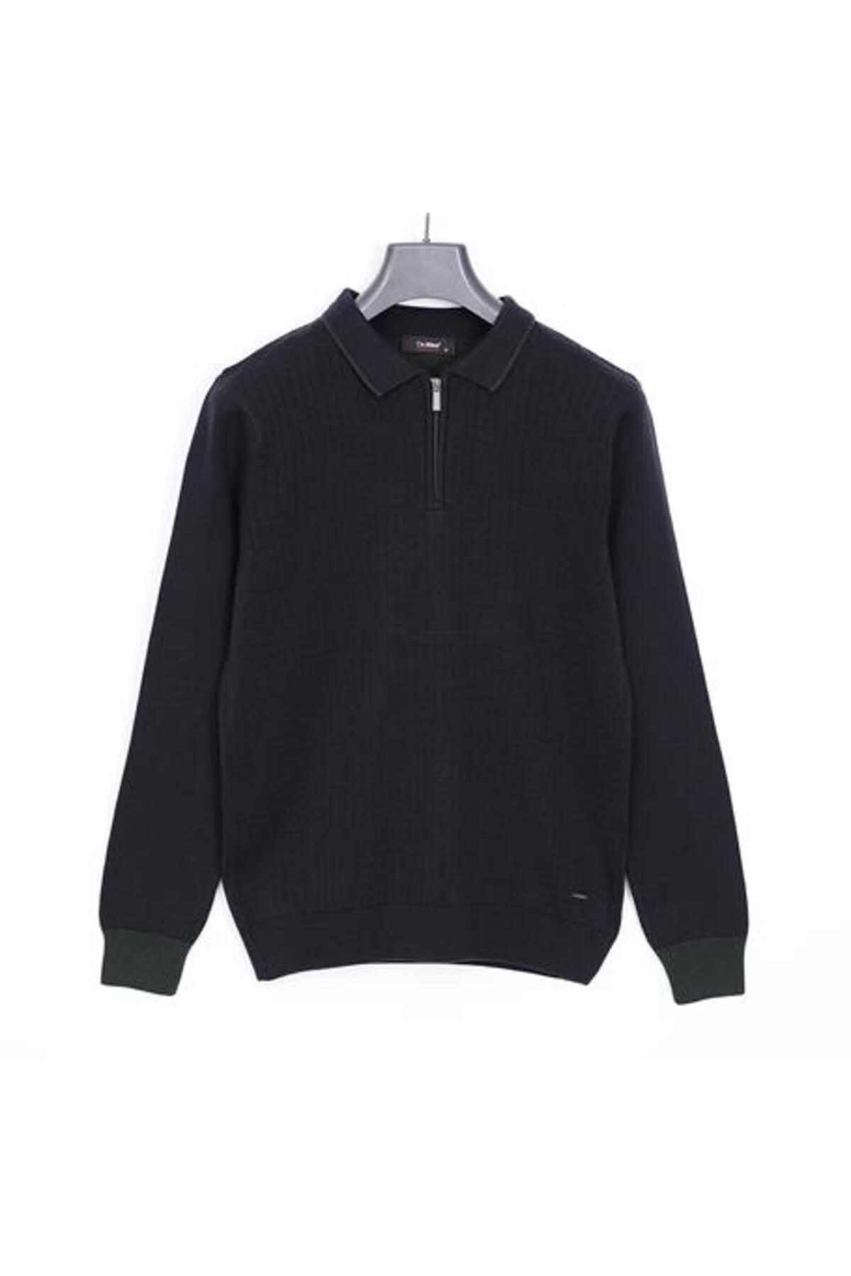 Shop58 Erkek Fermuarlı Polo Yaka Uzun Kol Triko - 180972 - Lacivert