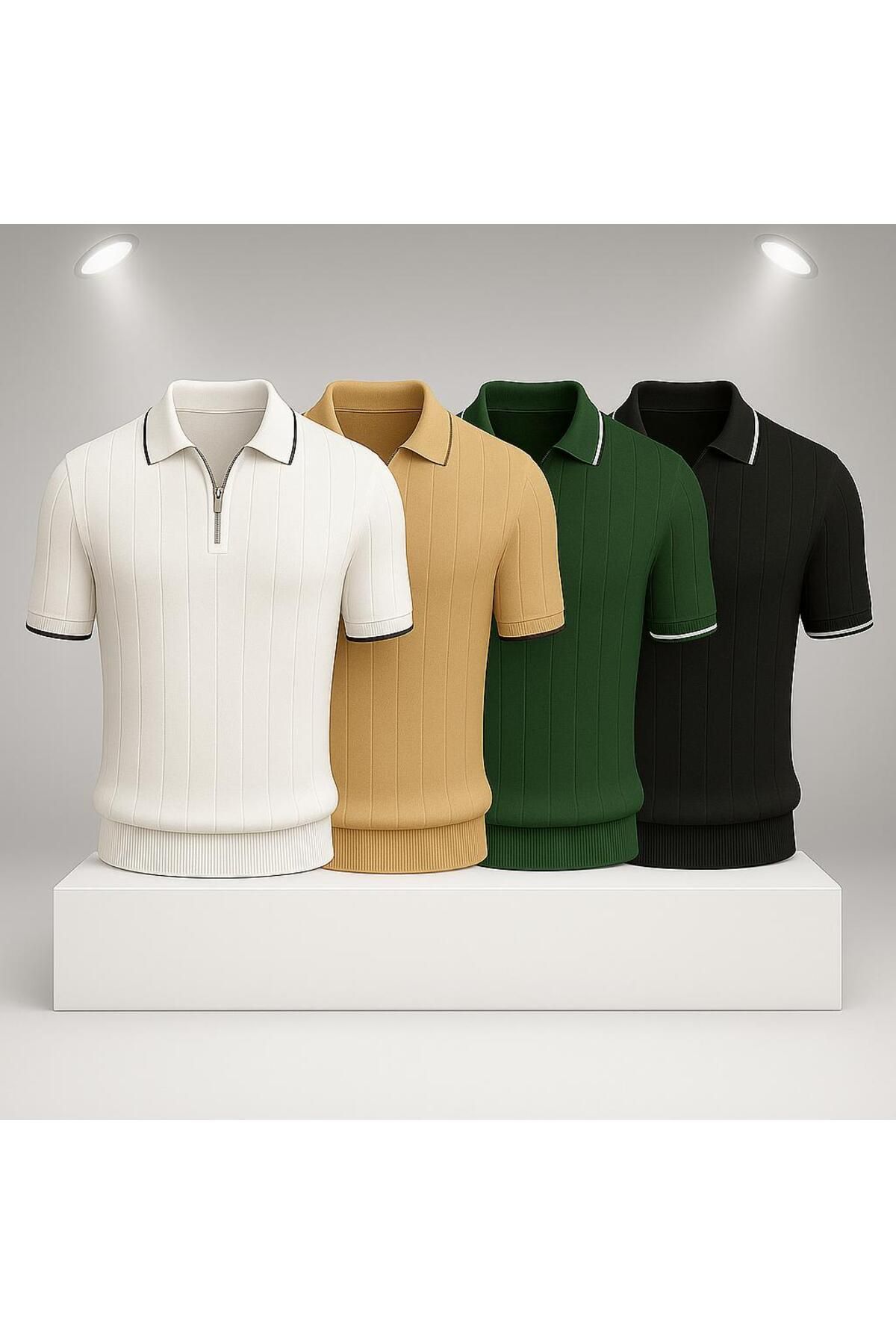 LC Waikiki 4'lü Avantaj Polo Yaka Fermuarlı Kısa Kollu Nefes Alabilen Erkek Yazlık Triko Tişört / T-shirt