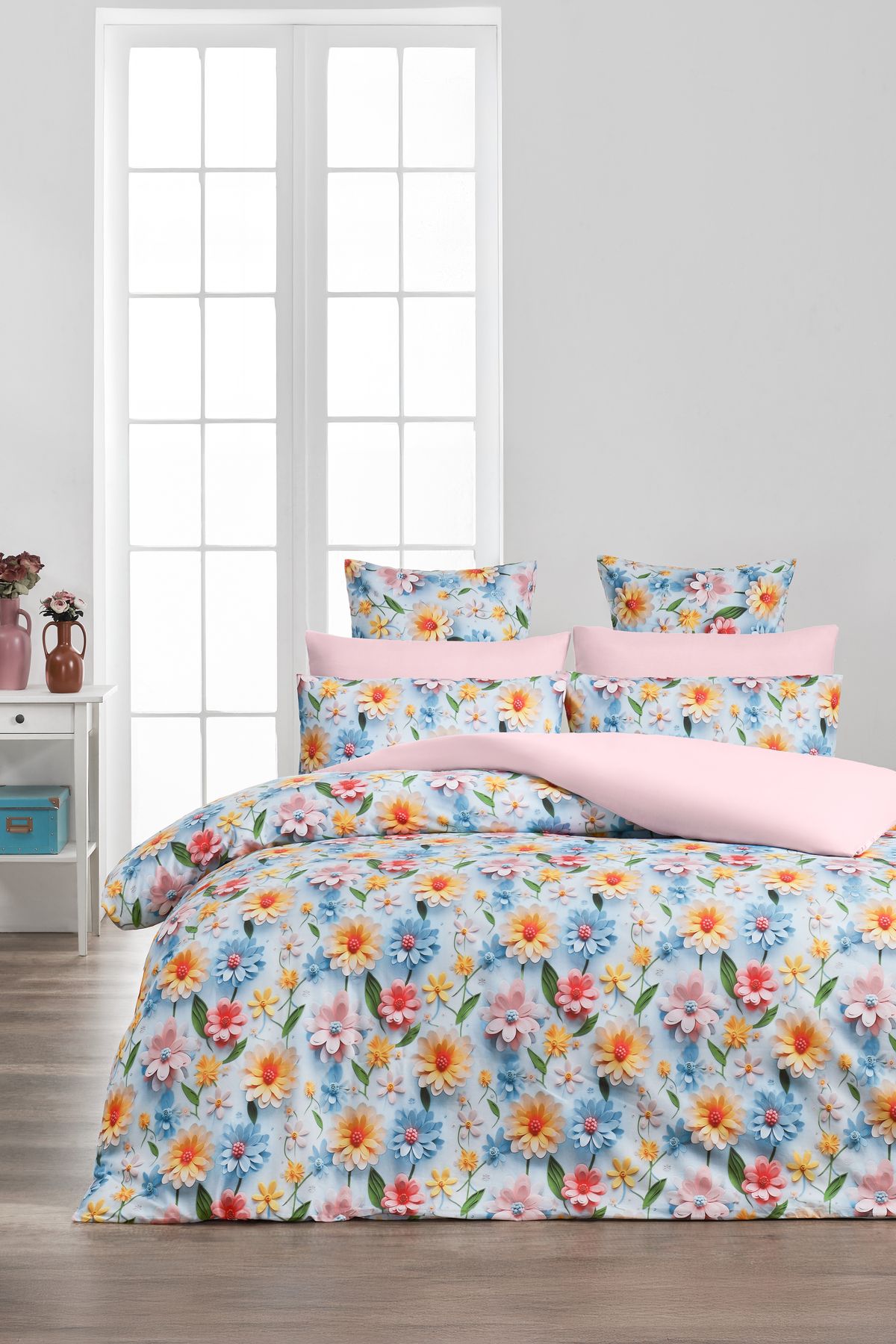 Sheri Home 3D Bahar Çift Kişilik 1 Adet Nevresim (YORGAN KILIFI)200 Cm X 220 CmFlowersbejmalzeme: %100 Pamuk.
