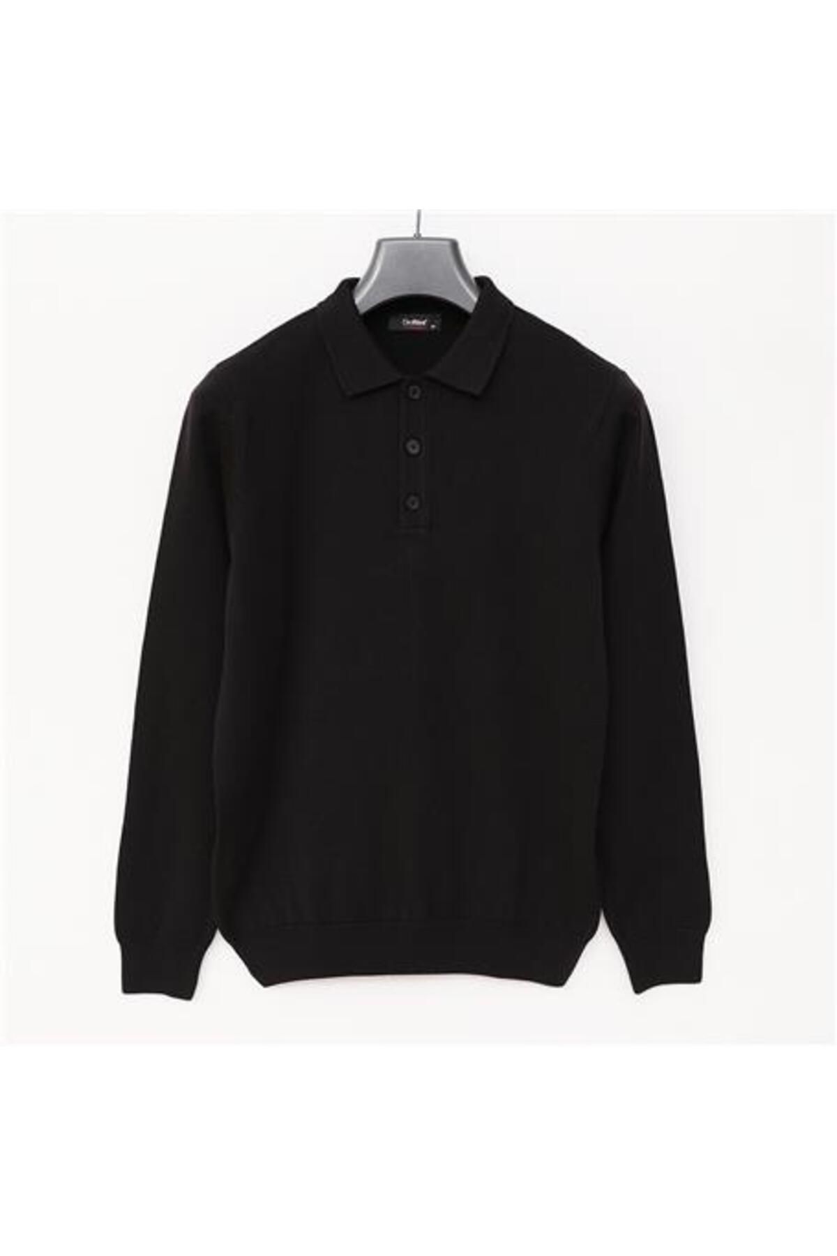 Shop58 Erkek Polo Yaka Uzun Kol Triko - 180540-1 - Siyah