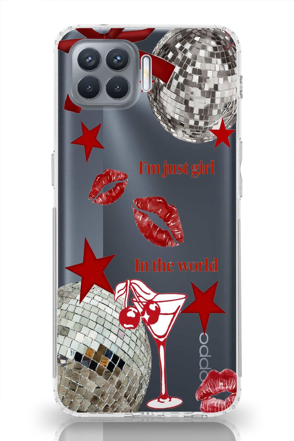 moonset Oppo Reno 4 Lite Uyumlu Im Just Girl Tasarımlı Baskılı Şeffaf Telefon Kılıfı