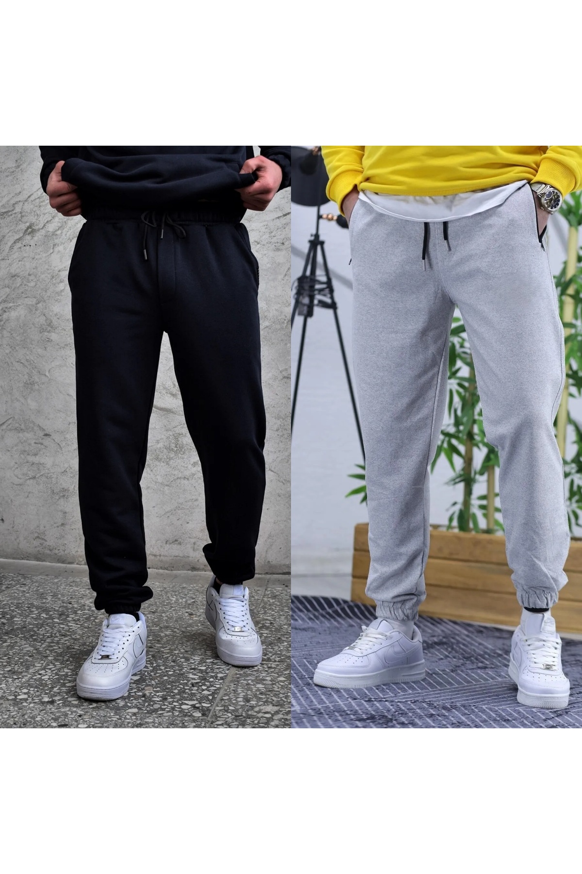 FUNSTYLE Unisex Rahat Kesim Yazlık İnce Eşofman Alt 2 Li Paket görsel 4
