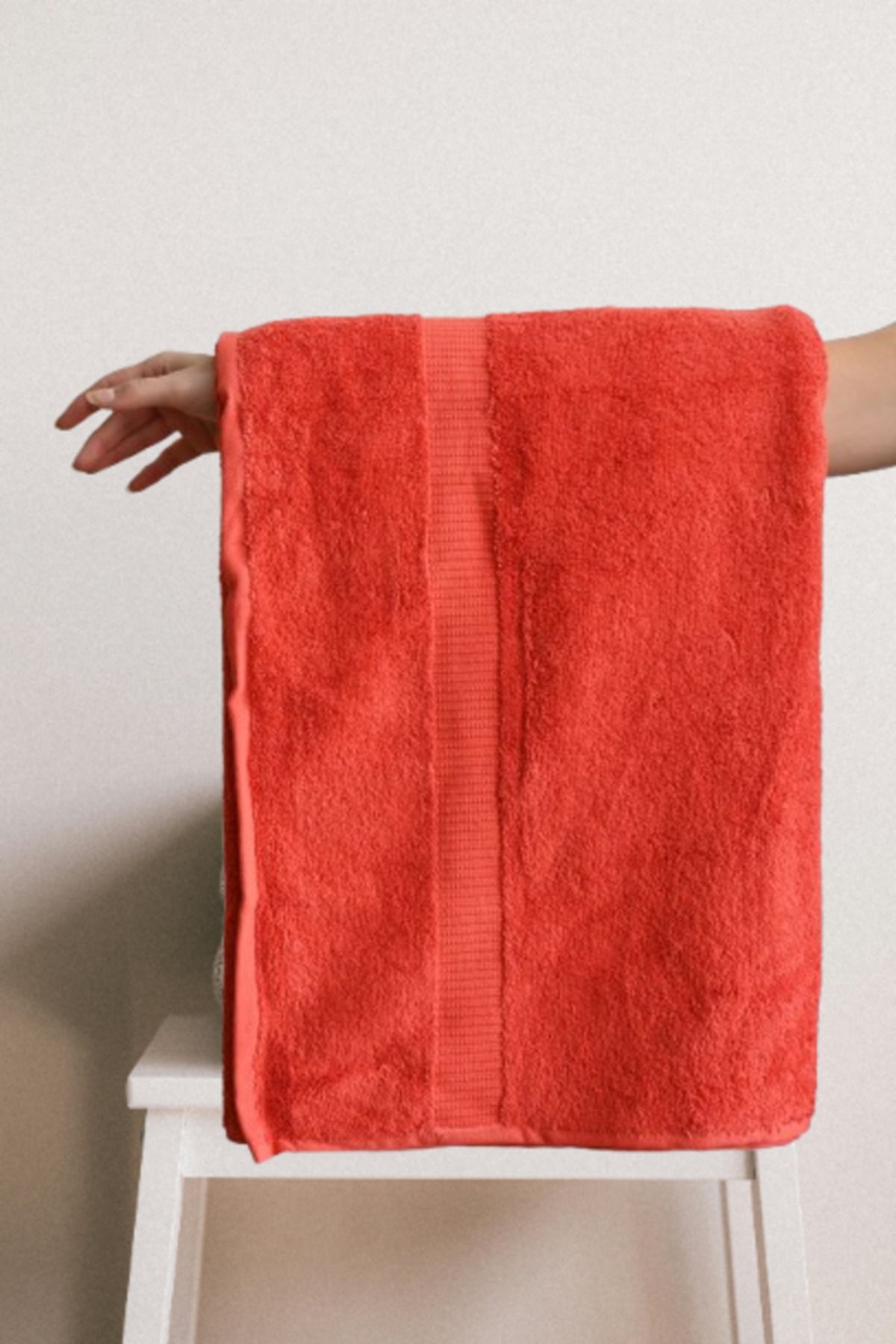 Sermio Büyük Boy Banyo Duş havlusu Kırmızı %100 Pamuk
