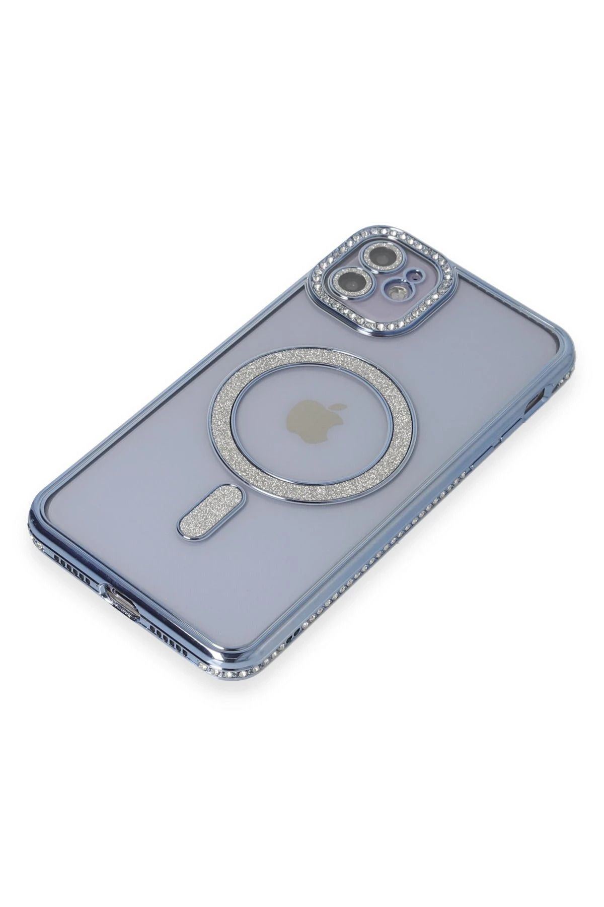 NewFace iPhone 11 Kılıf Joke Simli Magneticsafe Kılıf - Mavi WLZOR