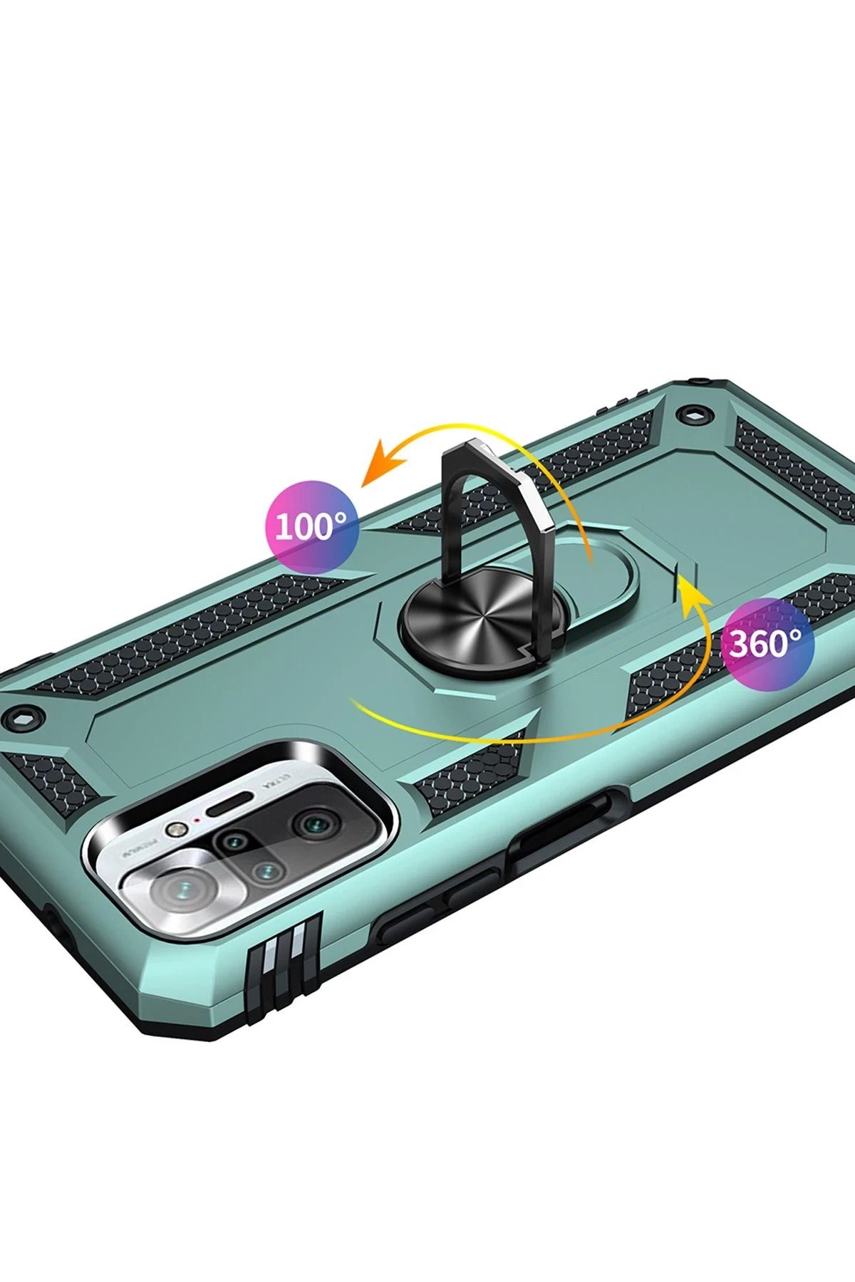 NewFace Xiaomi Redmi Note 10 Pro Kılıf Sofya Yüzüklü Silikon Kapak - Yeşil WLZOR