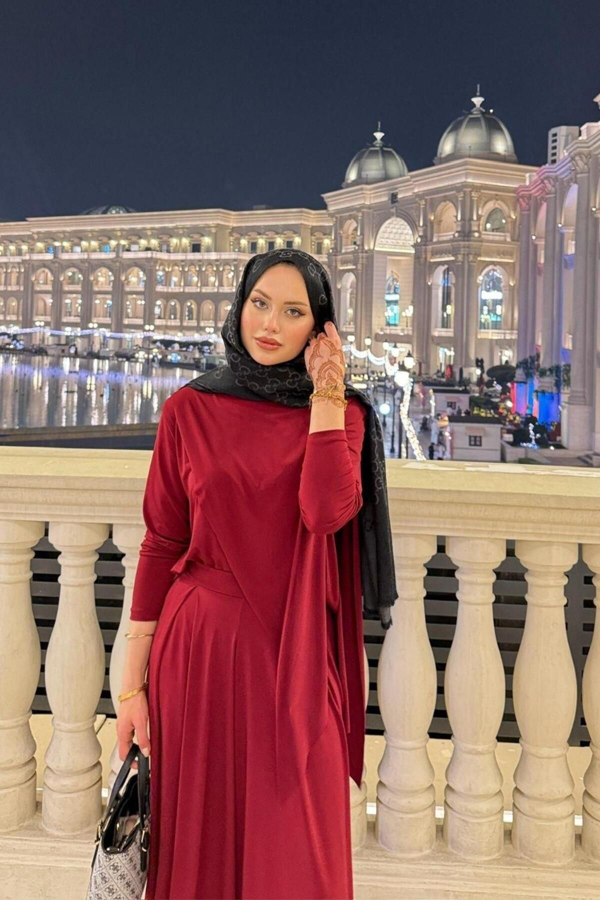 Şulemoda Giyim Katar Sandy takım Bordo