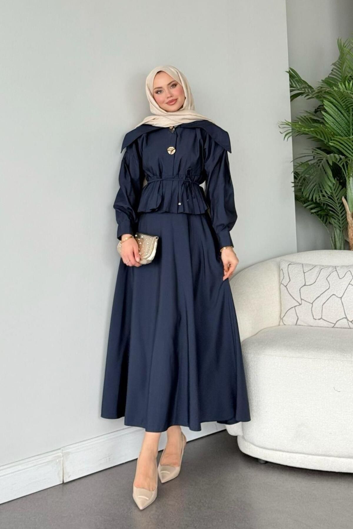 Şulemoda Giyim Vakkos Etekli Takım Lacivert