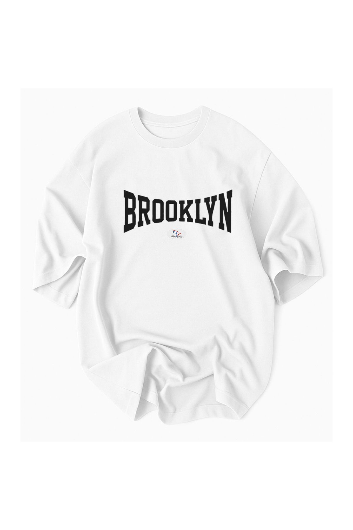 Racıng Brooklyn Usa Spor Baskılı %100 Pamuklu Oversize Tshirt tişört