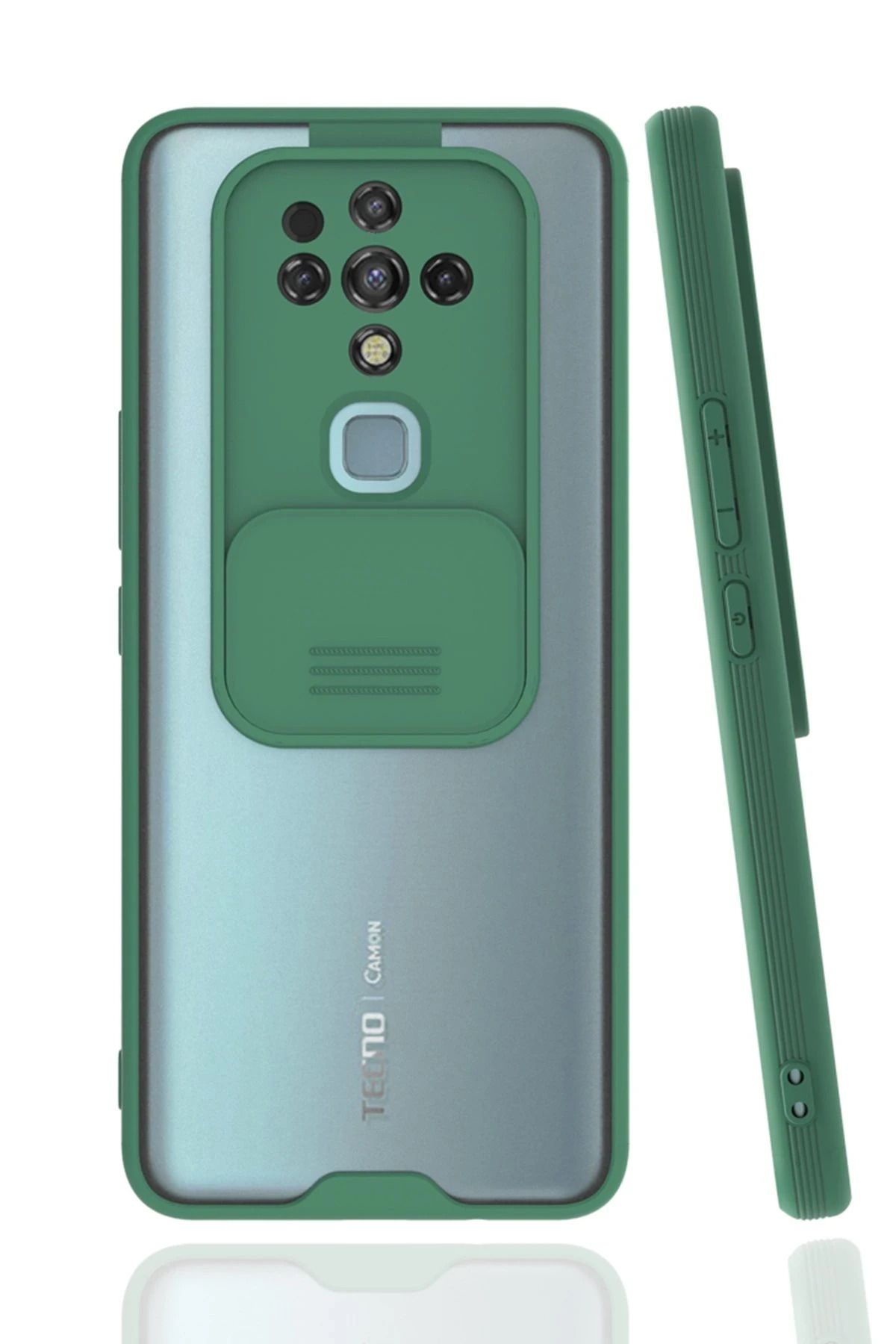 NewFace Tecno Camon 16 Kılıf Platin Kamera Koruma Silikon - Yeşil MRAYD