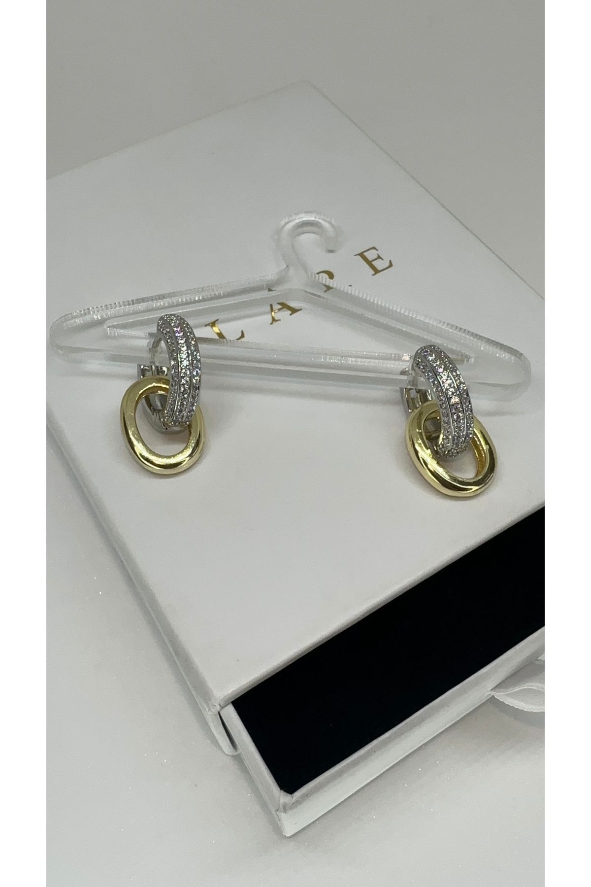 GLARE JEWELRY Mix Halka Model Sallantılı Tasarım Zirkon Taş Çelik Küpe