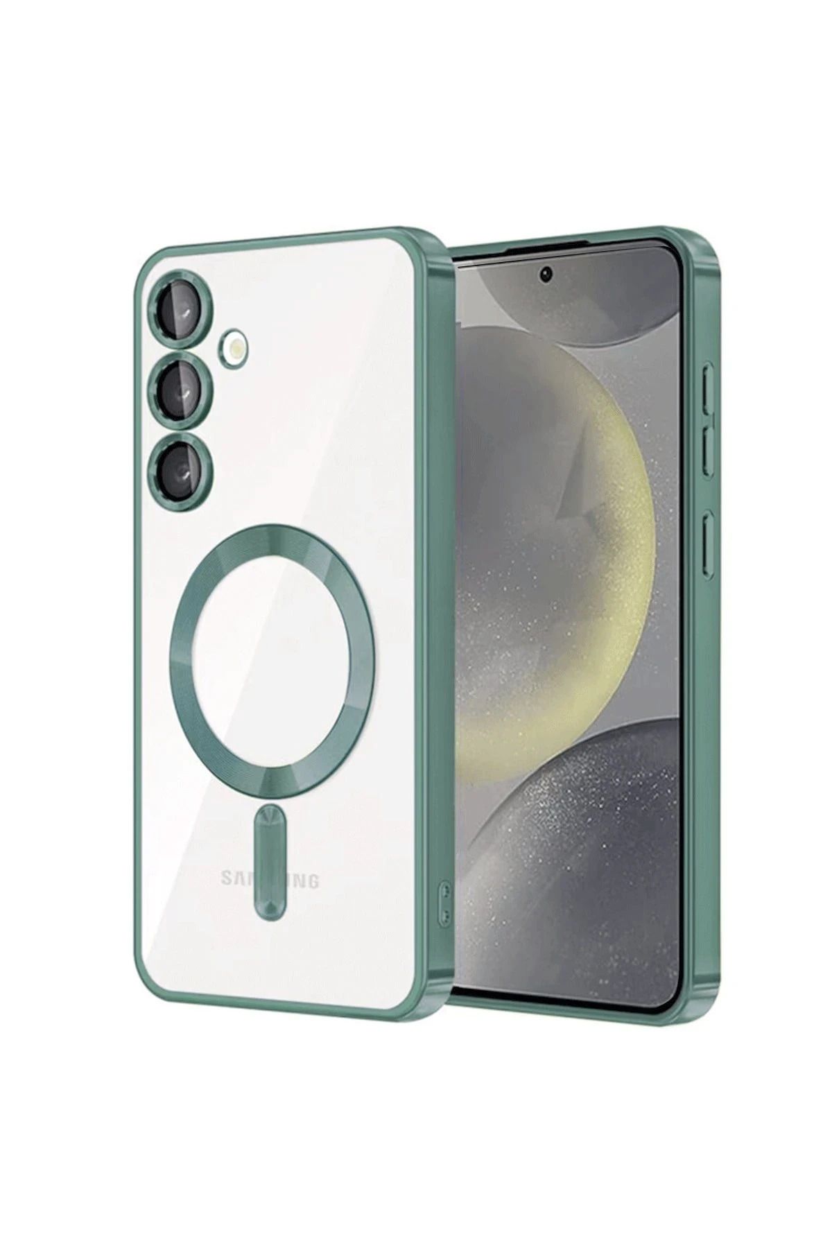 NewFace Samsung Galaxy S24 Kılıf Kross Magneticsafe Kapak - Koyu Yeşil SVLRS