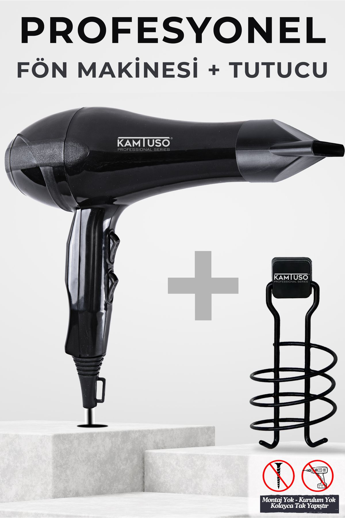 Kamtuso Professional Series iyonik Fön Makinesi + Tutucu 2500W Saç Kurutma Kuaförlerin Tercihi