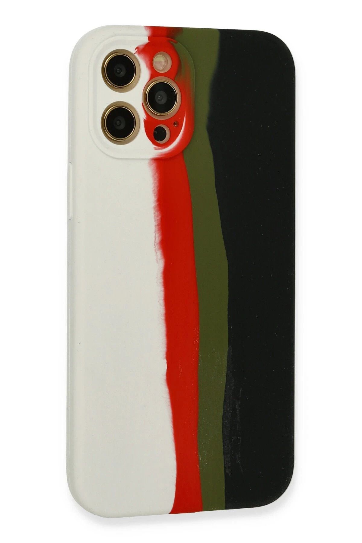 NewFace iPhone 12 Pro Kılıf Ebruli Lansman Silikon - Beyaz-Siyah SVLRS