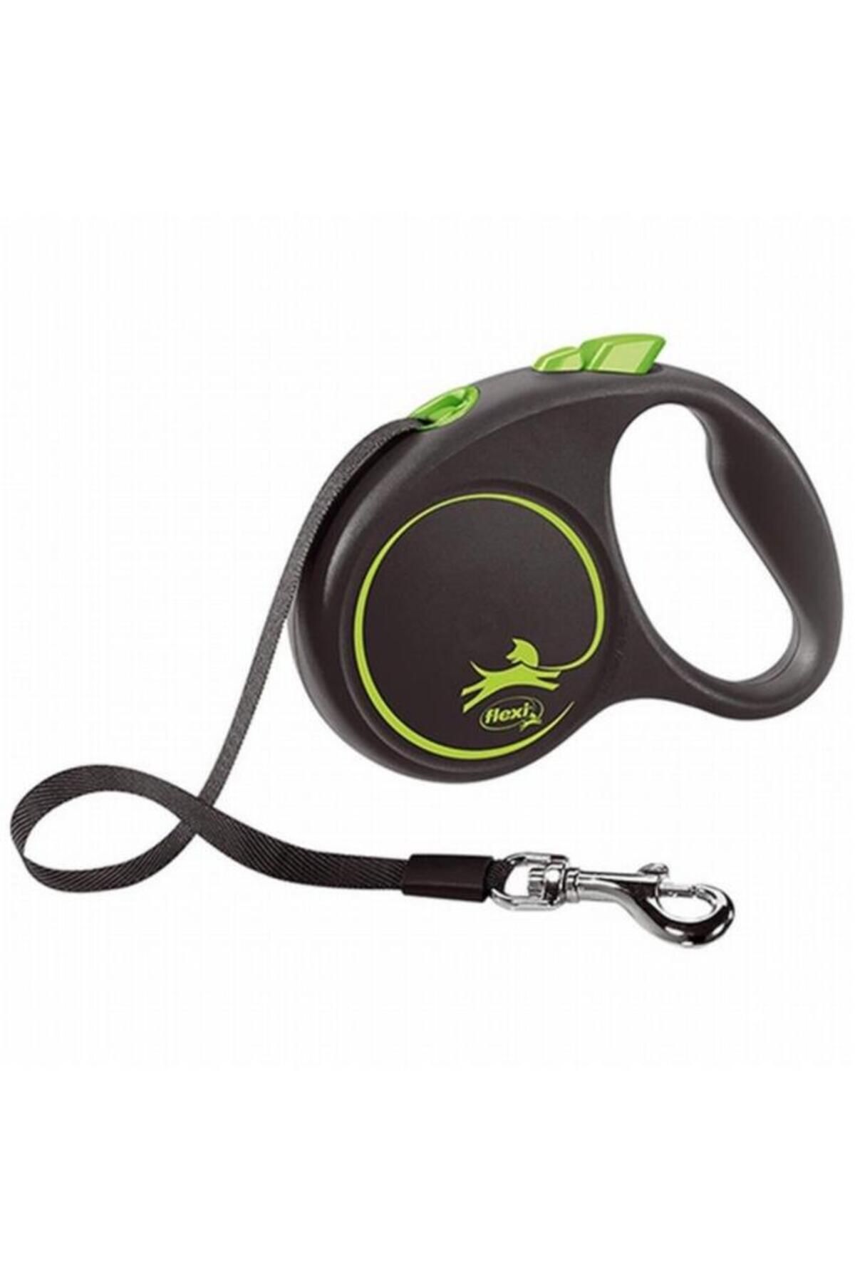 Orqinel Flexi Black Design Şerit Otomatik Köpek Gezdirme Tasması Yeşil Small 5 Mt - 235-120001Y