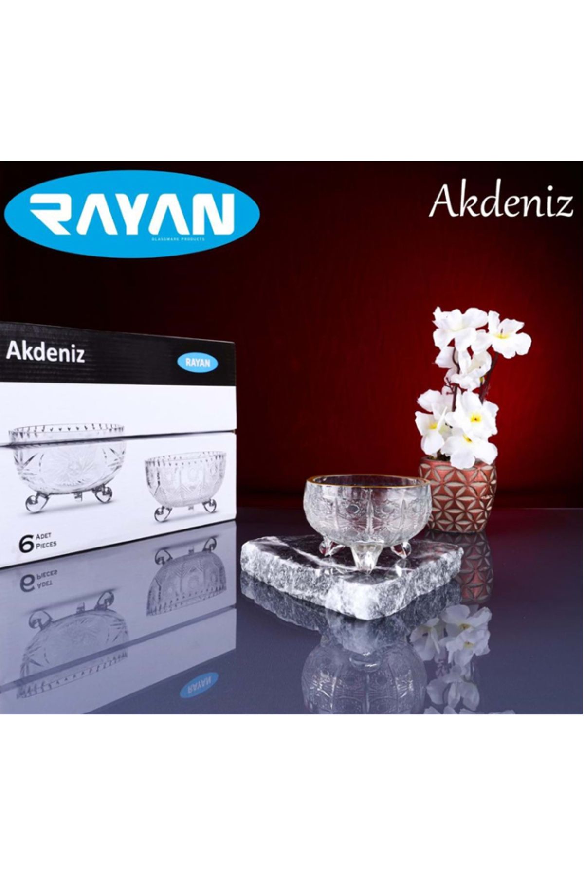 Shop58 Rayan Akdeniz 6'lı Ayaklı Kase