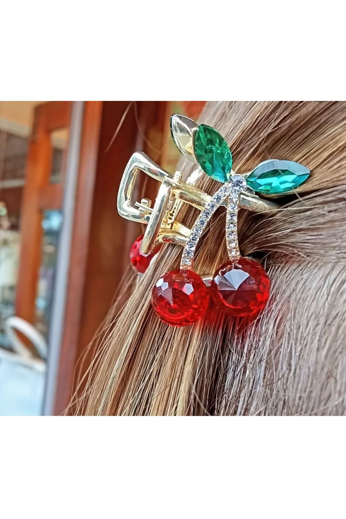 İD ACCESSORİES Kiraz Desenli Metal Mini Toka