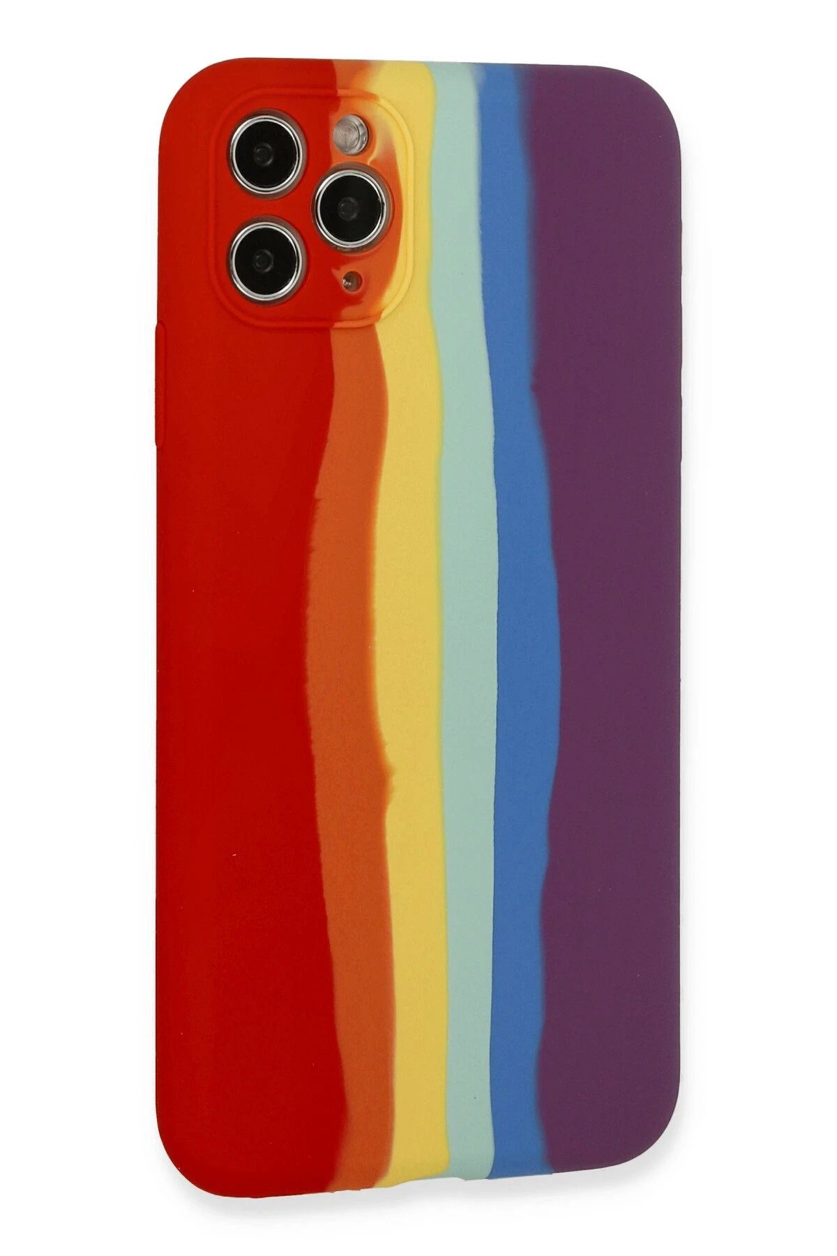 NewFace iPhone 11 Pro Kılıf Ebruli Lansman Silikon - Kırmızı-Mor SVLRS