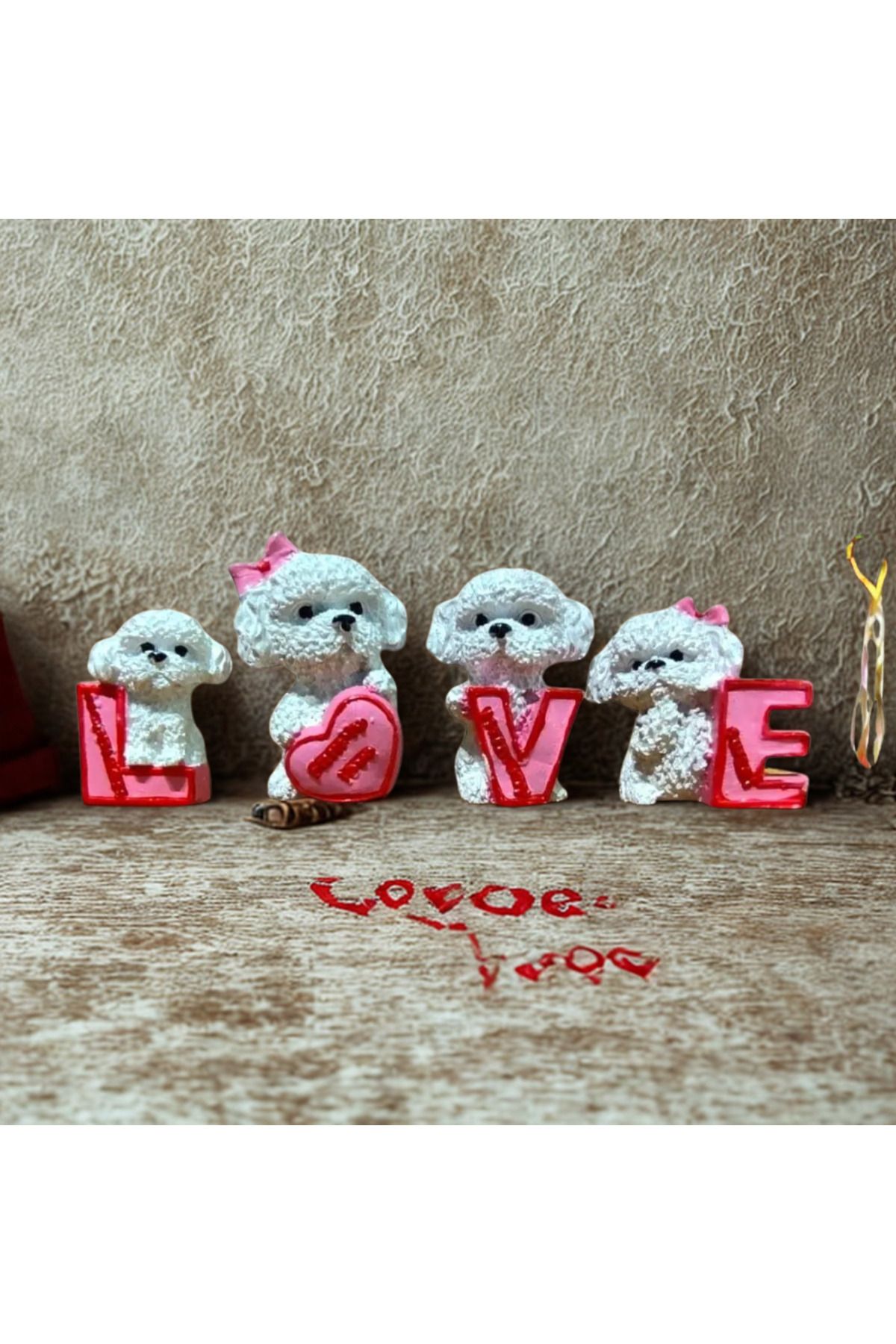 İki Cadı Tasarım Love Dekoratif Köpekler, Biblo, Dekoratif Obje