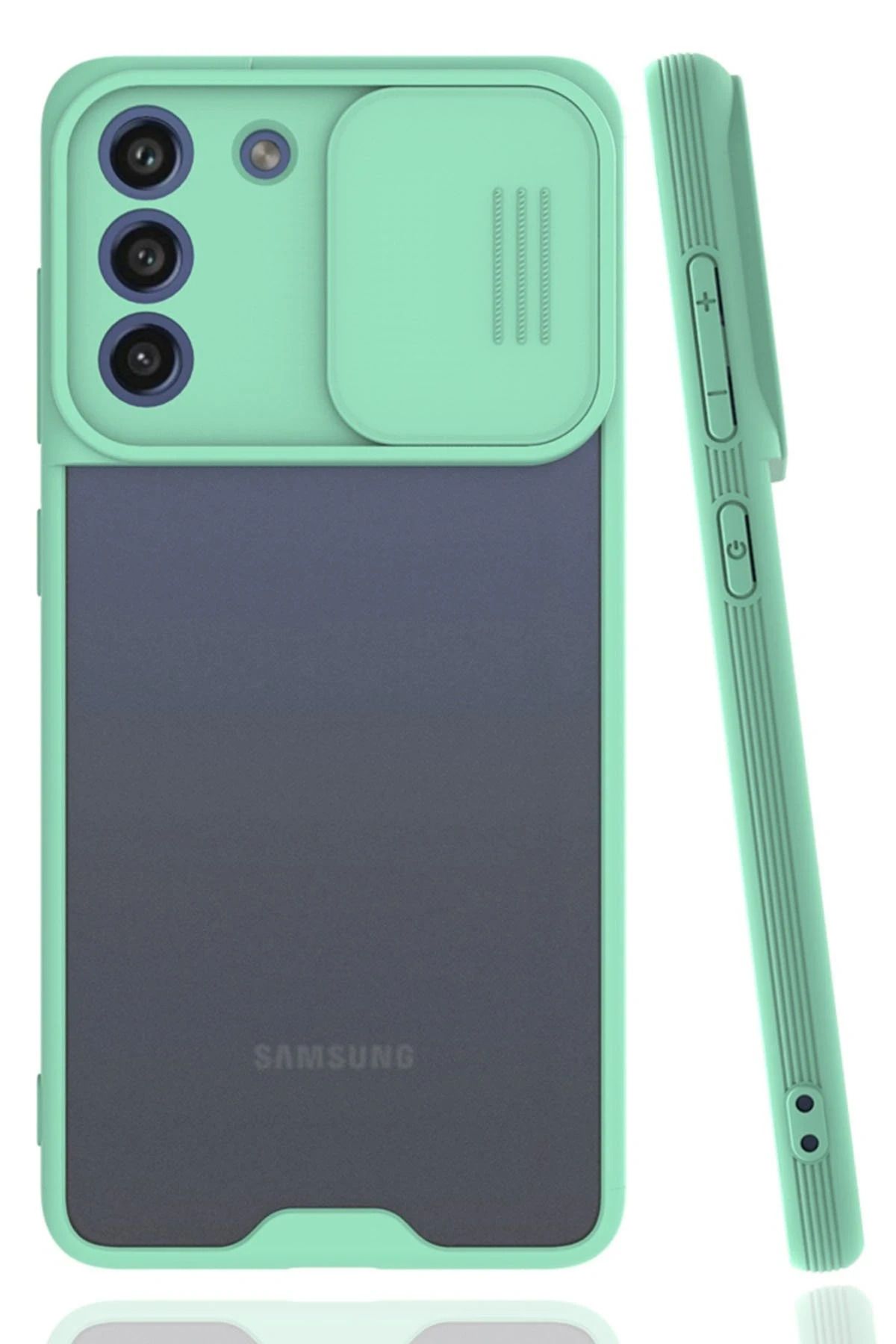 NewFace Samsung Galaxy S21 FE Kılıf Platin Kamera Koruma Silikon - Açık Yeşil SVLRS