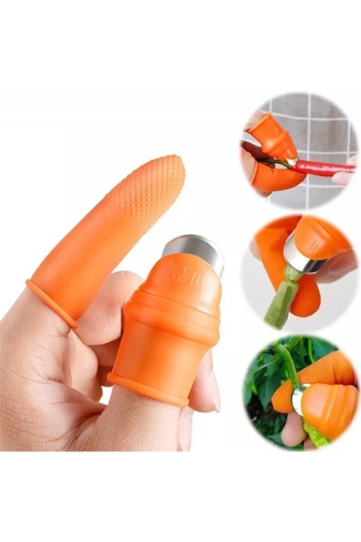 Shop58 Pratik Baş Parmak Koruyucu Eldiven Sebze Meyve Soyucu Kesme Ayıklayıcı Silikon Aparat
