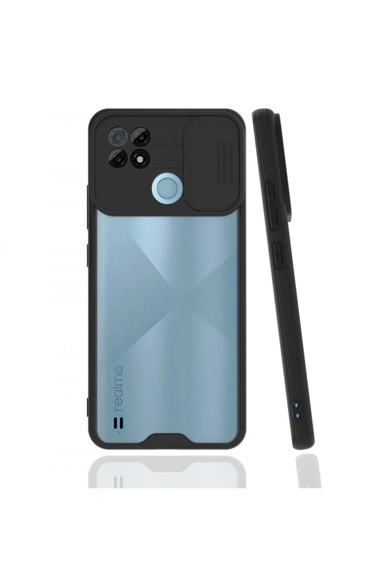NewFace Realme C21 Kılıf Platin Kamera Koruma Silikon - Siyah SVLRS