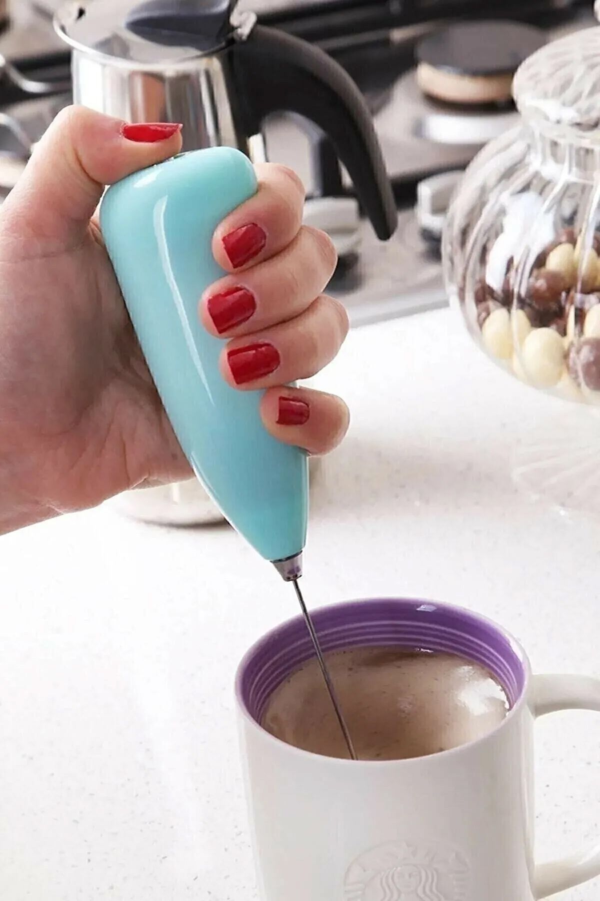 Shop58 Mini Mixer Kahve Süt Köpürtücü Karıştırıcı Cappucino Mikser - Pratik Pilli Köpürtücü 1137 Bh