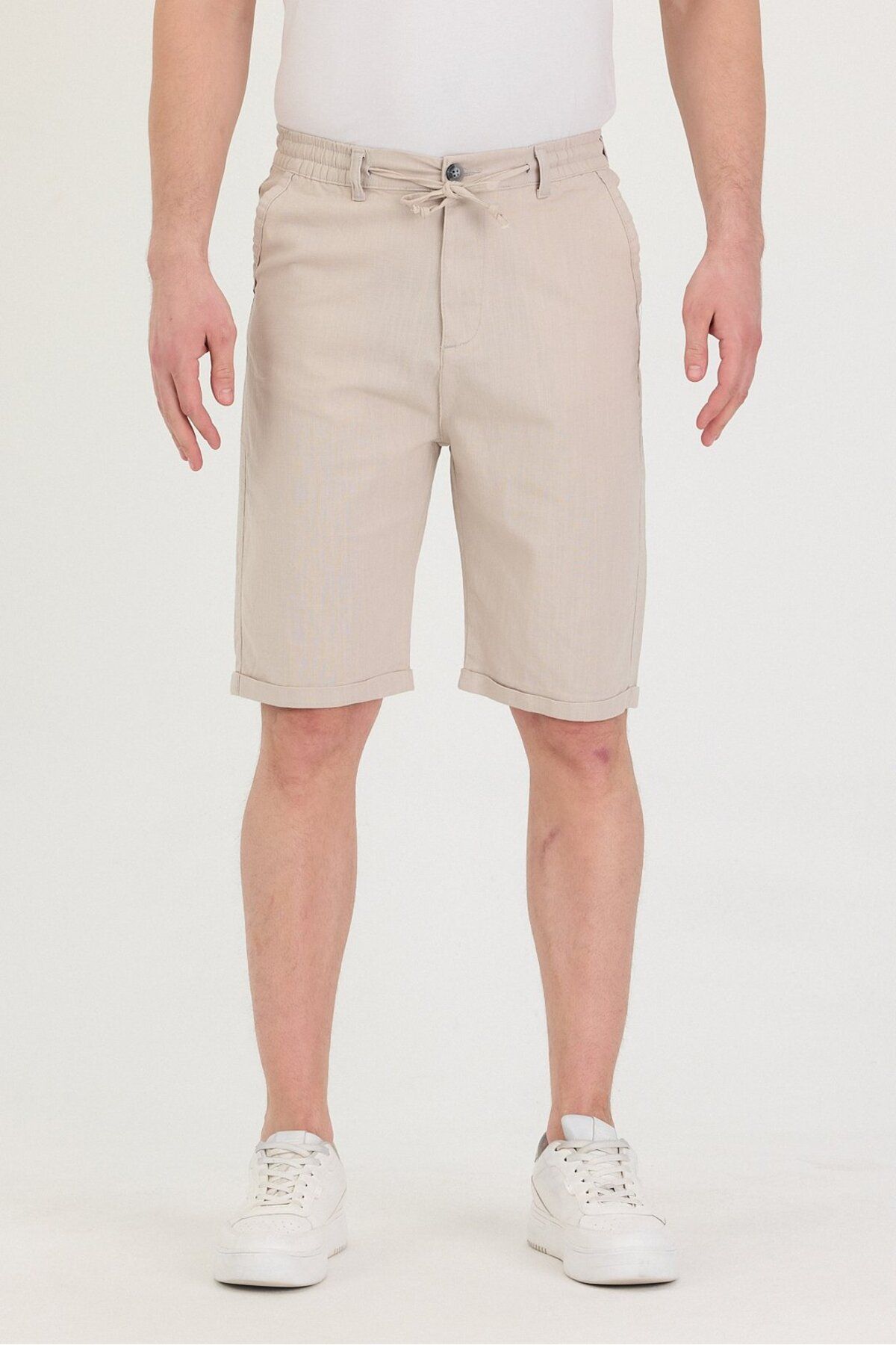 twentyfive25 Erkek Slim Fit Keten Chino Şort
