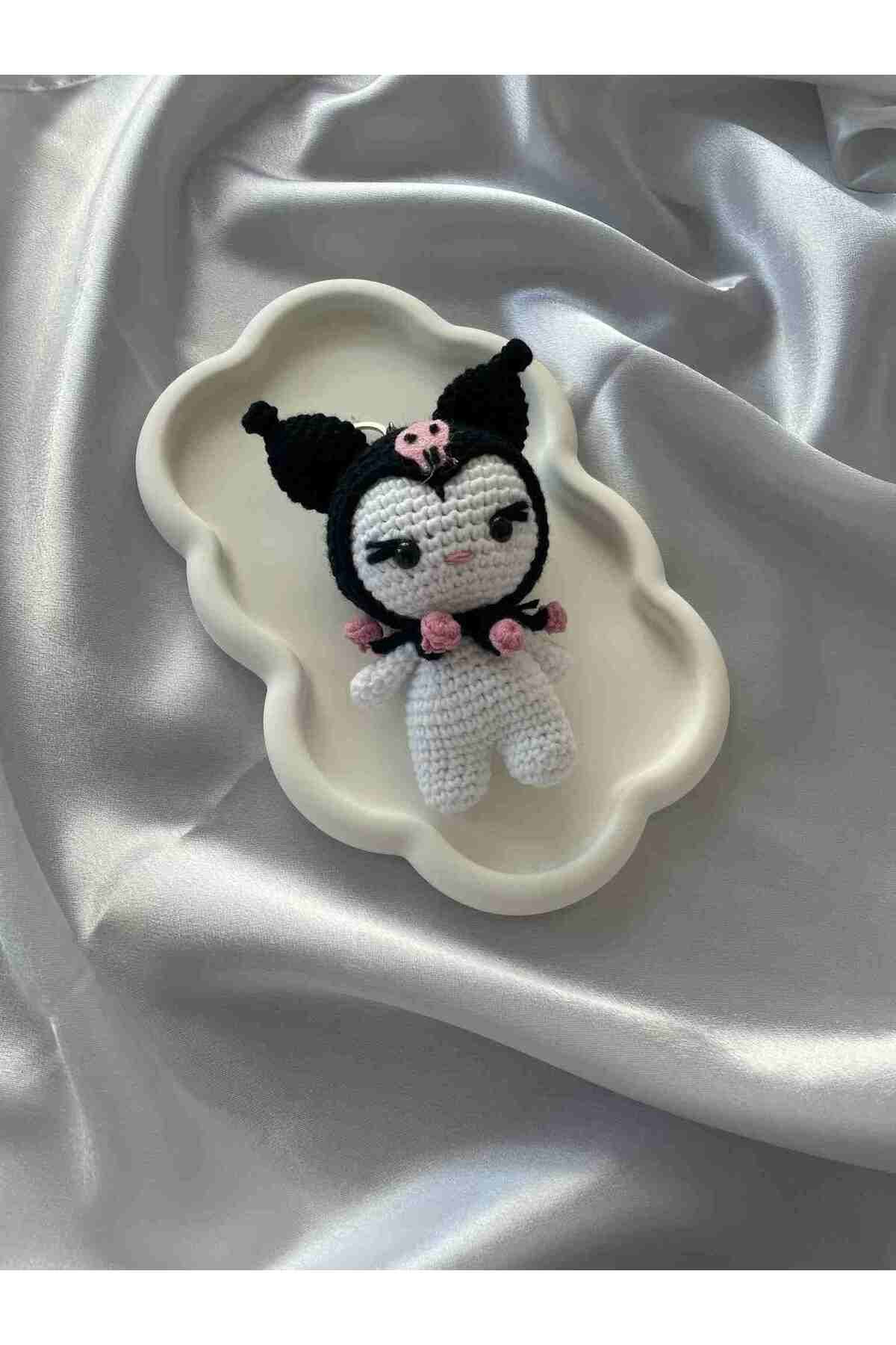 OK AKSESUAR Amigurumi Anahtarlık El Yapımı Kuromi 12 cm Siyah