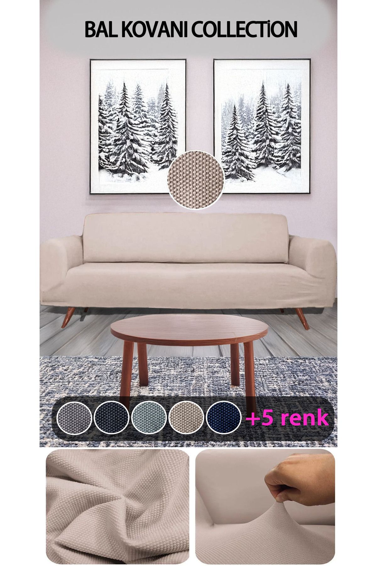HANSARAYHOME bal petek desenlı 3 KIŞILIK Koltuk Örtüsü Esnek Ve Lastikli Bağlamalı Çekyat Ve Kanepe Kılıfı